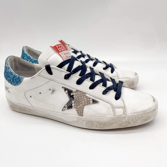 Golden Goose Shoes Golden Goose Sneakers Superstar Blue Glitter